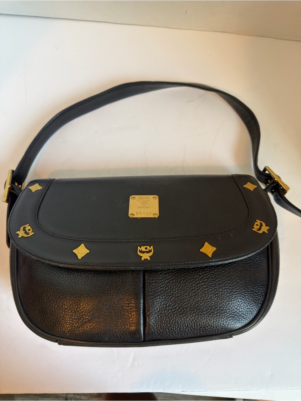 MCM Black Leather Shoulder Bag